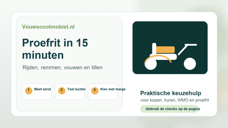 Proefrit in 15 minuten - praktische infographic van Vouwscootmobiel.nl