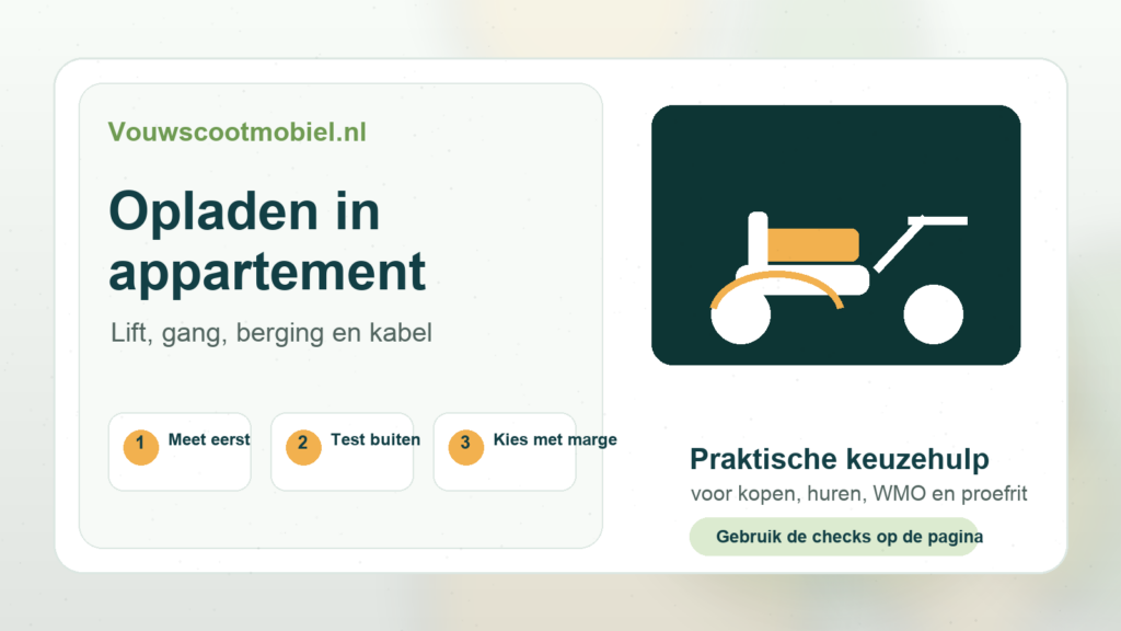 Opladen in appartement - praktische infographic van Vouwscootmobiel.nl